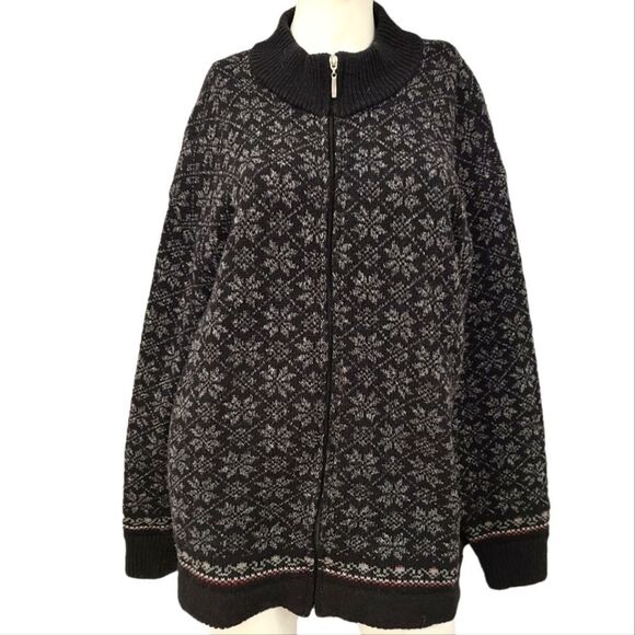 Snowflake Print Zippered Sweater size XL - Picture 1 of 6